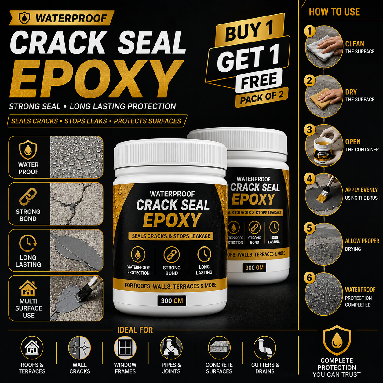 Waterproof Crack Seal Epoxy (Pack of 2)