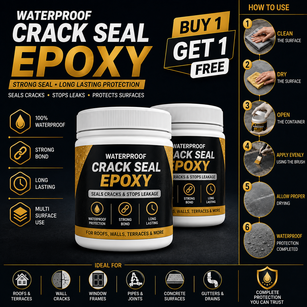 Waterproof Crack Seal Epoxy (Pack of 2)